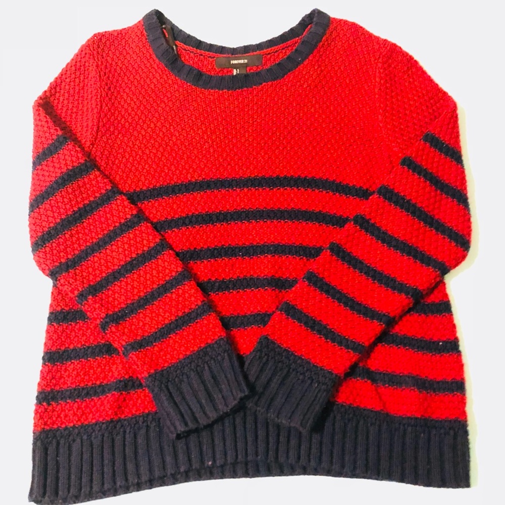 Red and Blue Striped Sweater
